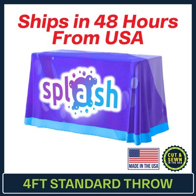 4' x 30"T x 36"H - 4 Sided Hemmed Standard Table Throws - Dye Sublimation - Made in the USA