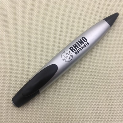 Flat Shape Silver Barrel Plastic Ballpoint Pen