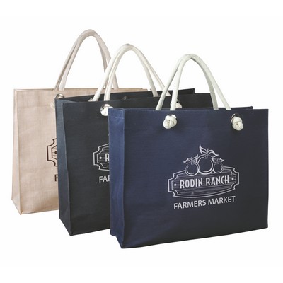Stylish JUCO Tote Bag with Grommets, Magnetic Closure & Zipper Pocket Eco-Friendly Totes -Natural