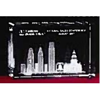 3-D Crystal Philadelphia Skyline in Horizontal Award w/Customization (3 1/2")