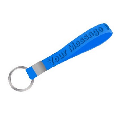 1/2" Wide Embossed Silicone Wristband Keychain