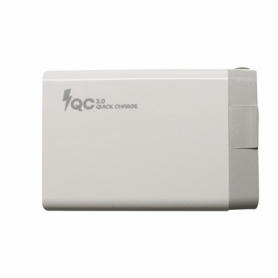 QC 3.0 White Quick Wall Charger Adapter w/3 outputs