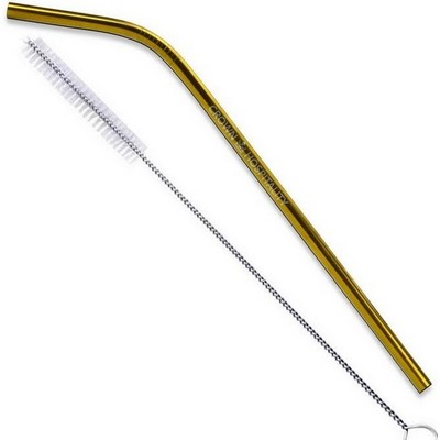 Bent Custom Reusable Stainless Steel Straw with Brush