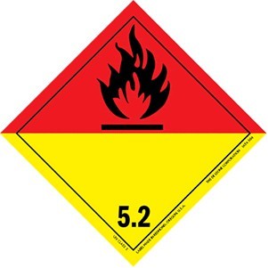 Class 5.2 Organic Peroxide, International Wordless Removable Vinyl Placards - 10.75"x 10.75"