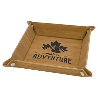 Snap Up Tray, Bamboo Faux Leather, 6 x 6"