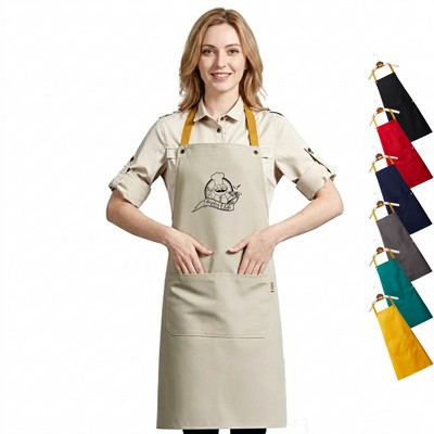 14 oz. Custom Canvas Kitchen Apron w/ 2 front pockets, Antifouling 32"L x 25"W