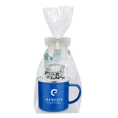 Promo Revolution - 16 Oz. Specked Camping Mug Gift Set w/Starbucks® Pike Place Ground Coffee