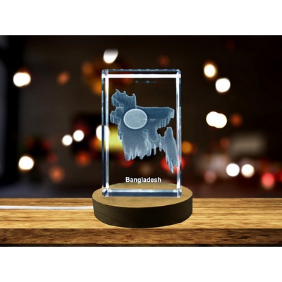Bangladesh 3D Engraved Crystal Trophy - Recognition Gift