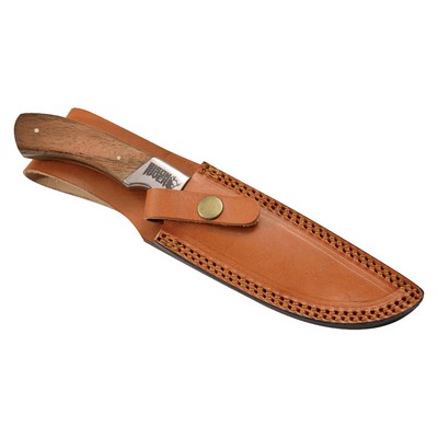 Wood Handled Damascus Steel Fixed Blade Knife & Sheath