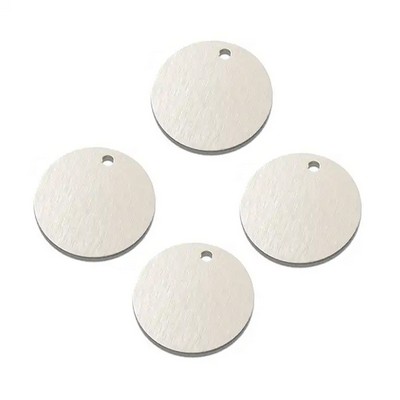Silver Round Design Brass Pet Tag (1.18")