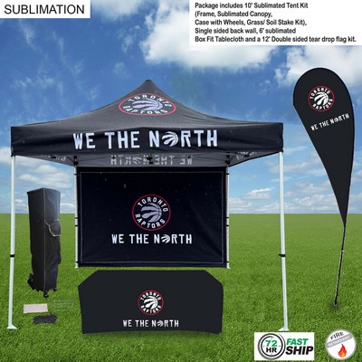72Hr Fast Ship - Deluxe Tent Flag Package, 10' Tent kit, Backwall, Tablecloth, Double Sided Flag Kit