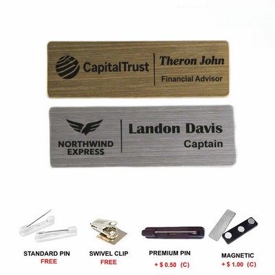 Laser Engraved Stainless Steel Name Badge (3"x 1")