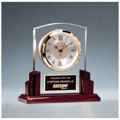 Glass Clock w/Rosewood High Gloss Base
