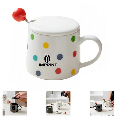 Ceramic Cup With Lid And Spoon