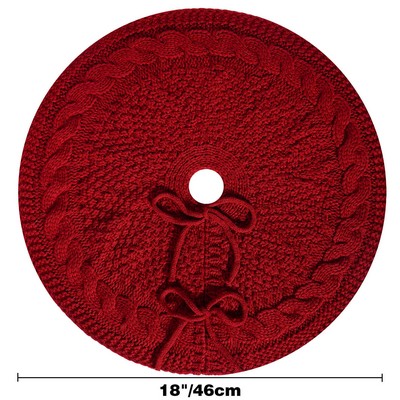 Knitted White and Red Christmas Tree Skirt 18"