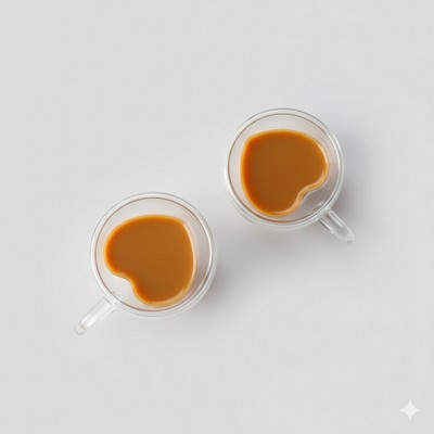 Heart Shape Double Wall Glass Coffee Mug Handle Vintage Gift Couple Water Cup Valentine's Day Gift