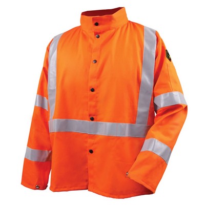 Black Stallion JF1012-OR 9 OZ FLAME RESISTANT COTTON 30" JACKET WITH SILVER REFLECTIVE
