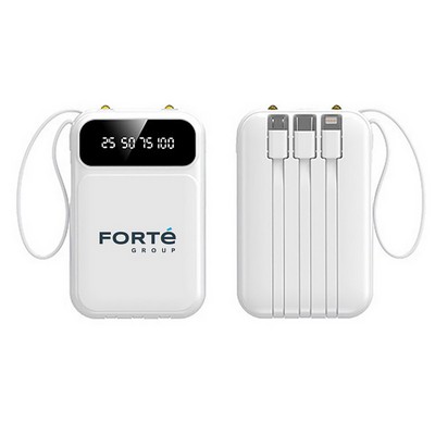 10,000mAh Power Bank w/Cables & LED