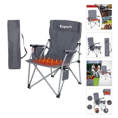 USB Heated Portable Folding Camping Lawn Chairs with Armrest