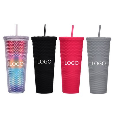 24oz Studded Insulated Tumbler with Straw
