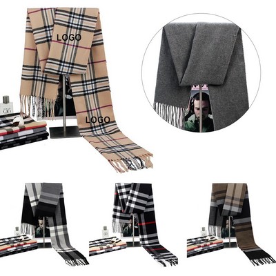 Unisex Plaid Cashmere Feel Winter Scarf