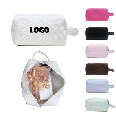 Pure Cotton Waffle Travel Makeup Pouch