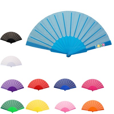 Folding Fabric Fan w/ Plastic Handle