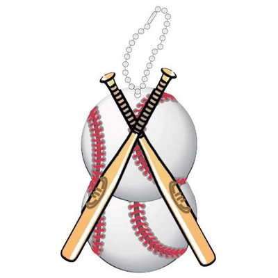 Baseballs & Bats Promotional Key Chain w/ Black Back (12 Square Inch)