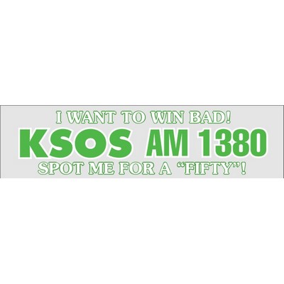 Clear Window Bumper Sticker w/Static Face Application (11 1/2"x 3")