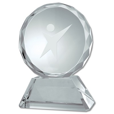 Round Optical Crystal w/Diamond Cut Edges