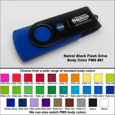 Swivel Black/Blue Flash Drive (256 MB Memory) Body PMS 661