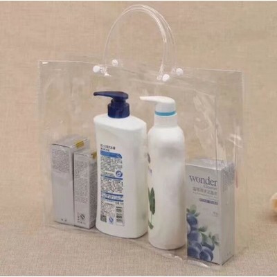 Clear Heat Sealed PVC Tote Bag Larger Size With Sealed Tube Handle