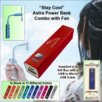 Red 2000 mAh Astra Power Bank Combo w/Fan
