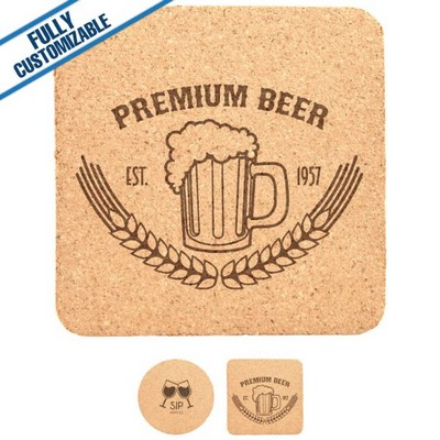 Square Cork Coaster (4" x 4")