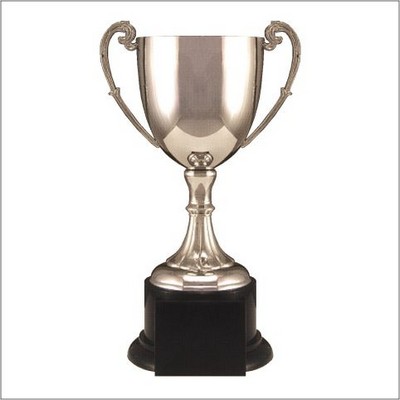 Nickel Plated Loving Cup Trophy 8 1/2" H