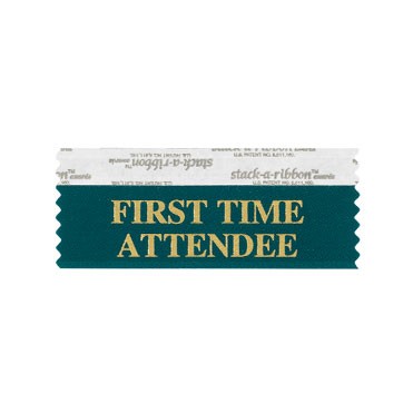 First Time Attendee Stk A Rbn Teal Ribbon With Gold Imprint