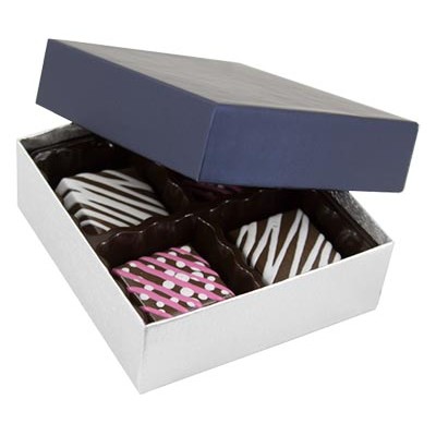 Saphire & Silver Silk 2-Tone Candy Box (6 1/2"x3 1/2"x1 1/8")