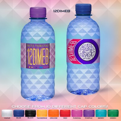 12 Oz. Custom Label Water in a Blue Tinted Diamond Bottle