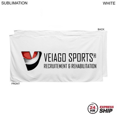 24 Hr Express Ship-Plush and Soft White Velour Terry Cotton Blend Shower Towel, Sublimated, 24"x48"