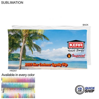 48 Hr Quick Ship-Heaviest Weight, Plush Velour Terry Cotton Blend Beach Towel, Sublimated (30"x60")