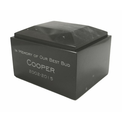 Rectangular Jet Black Marble Urn (5½"x3¾"x4½")