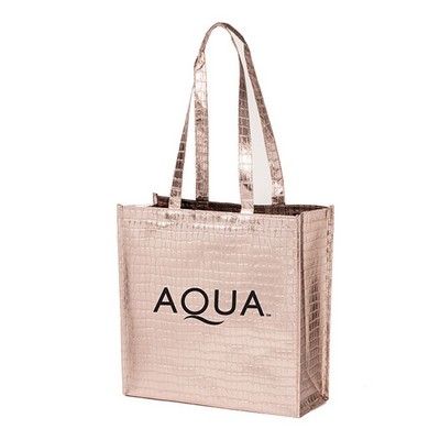 Glam Metallic Croc Shopper ( 14" W X 14" H X 5.5" D )