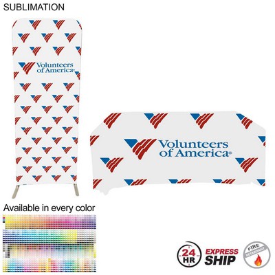 24 Hr Express Ship - Trade Show Booth Package Sleek, 2' EuroFit Display and 6' Sublimated Tablecloth