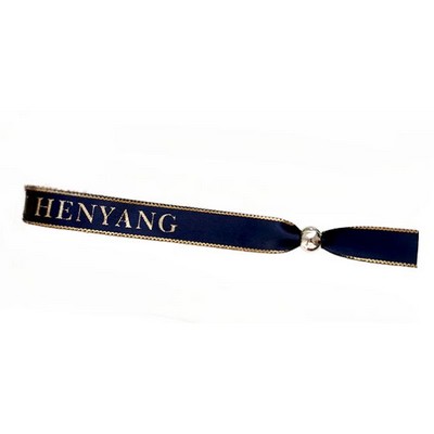 3/5"W Sublimated Gold Ribbon Wristband w/ Bead
