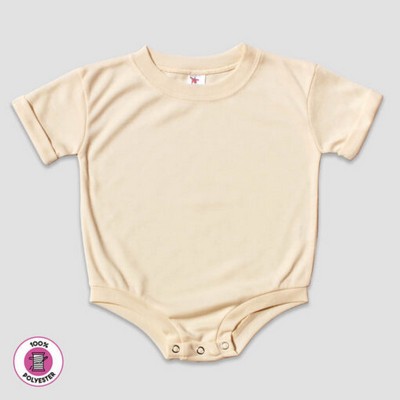 Rolled Short Sleeve Baby Bubble Rompers Natural 100% Polyester- Laughing Giraffe®