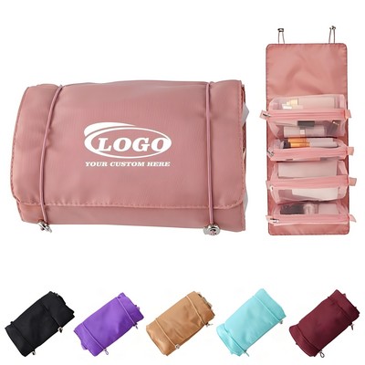 4-In-1 Nylon Detachable Roll Up Travel Cosmetic Makeup Bag
