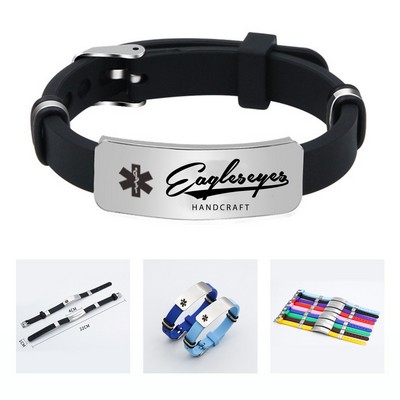 Medical ID Identification Bracelet with Silicone Band