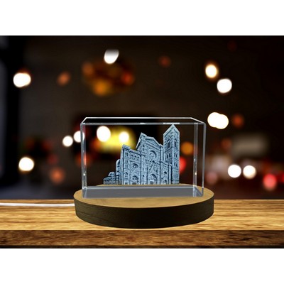Santa Maria Del Fiore Cathedral 3D Engraved Crystal Trophy Award - Luxurious Keepsake Recognition