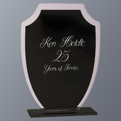 Black Shield Reflection Glass Award, Medium (5"x7-1/4")