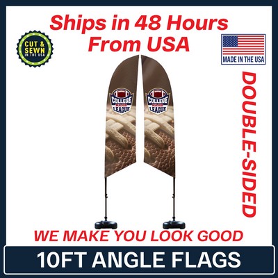 10' Angle Flag - Double Sided w/Plastic Water Base - Made in the USA